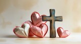 Christian cross with hearts faith love hope religion jesus christ valentine's day gift
