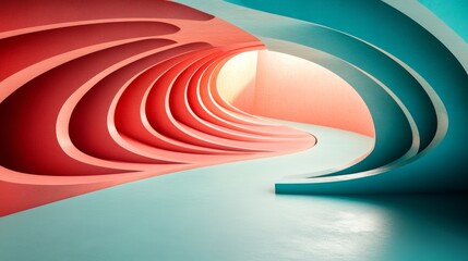 Poster - a futuristic appearance is presented by the tunnel, which has concentric circular patterns of red, b