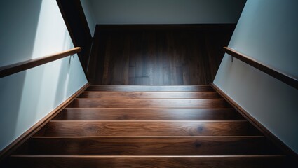 Poster - The background of a dark wooden staircase