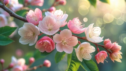 Poster - The arrival of spring revitalizes the landscape, showcasing branches dressed in beautiful blooms.