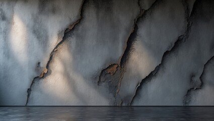 Poster - Gray concrete wall texture for room background. Wooden house wall