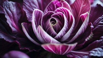 Poster - Background photo featuring a leaf of red radicchio or red salad