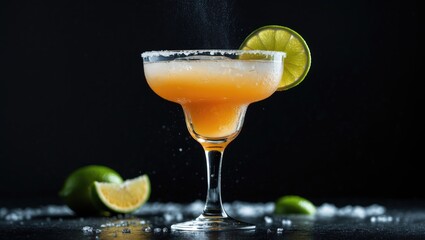 Aufkleber - Margarita Mango. Mixed drink. Set against a background. Overhead shot. Clear space.