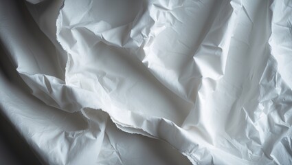 Poster - Crumpled and creased textures on a blank white paper with a torn backdrop