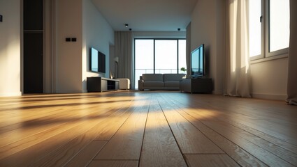 Poster - contemporary apartment featuring a corridor to the rooms, illuminated.