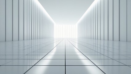 Poster - Geometric line background with white tile floor.