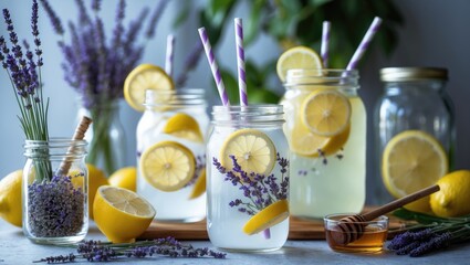 Aufkleber - Lavender and Lemons Lemonade. Cold Infused Detox Water. Focused Selection.
