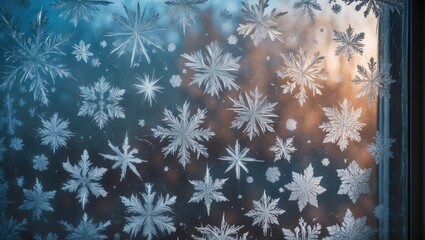 Aufkleber - Detailed Ice Crystals on Frosted Glass
