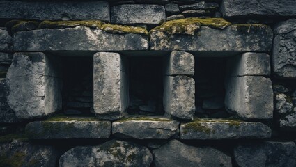 Poster - Windows set in the old masonry wall