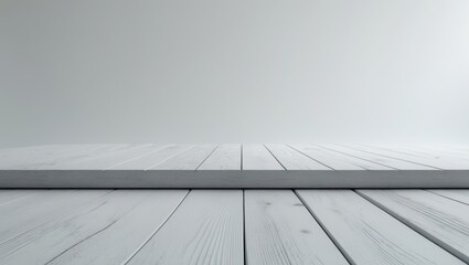 Poster - White timber floor with a white backdrop