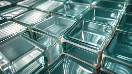 Poster - Opaque glass block wall with seams