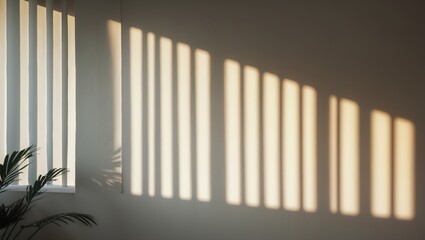 Poster - Light-colored wall casting a warm shadow from the window