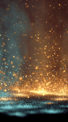 Aufkleber - Abstract image of golden and teal glitter particles, creating a sparkling and luxurious effect, showcasing a festive or celebratory mood, ideal for background or design elements