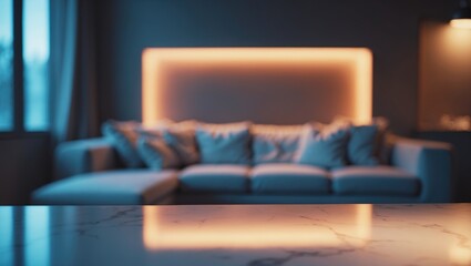 Poster - Bright background featuring a display montage of a white marble top table.