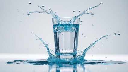 Poster - Glass with water splashing isolated on background