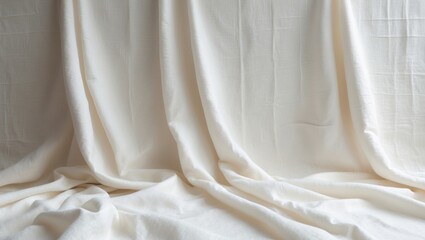 Poster - Wallpaper background featuring a white cotton fabric texture