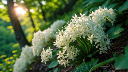Poster - Summer Hiking Trail Featuring Virgin's-Bower in Bloom