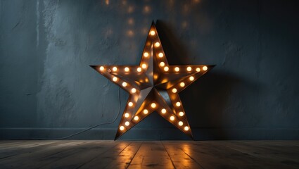 Poster - Ornamental star featuring lamps against a wall backdrop. Contemporary grungy decor