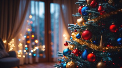Poster - christmas tree adorned at home