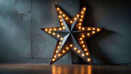 Poster - Stylish star adorned with lamps set against a wall. Modern gritty interior