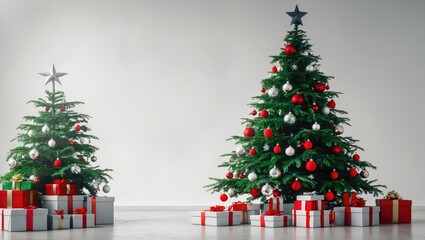 Aufkleber - Christmas tree adorned with vibrant ornaments and presents