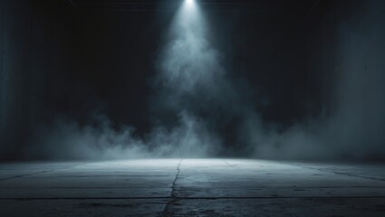 Aufkleber - Vacant studio featuring a grunge concrete floor background with fog or mist.