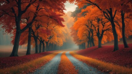 Poster - Colorful fall foliage in a natural setting.