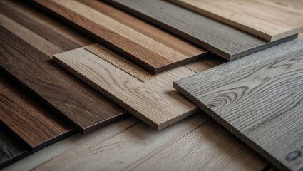 Poster - Materials set for Interior Designers including wood and laminate samples.