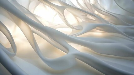 Poster - Flowing sculptures create a serene atmosphere with soft light illuminating intricate textures in a modern space Generative AI