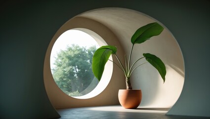 Fototapete - Sophisticated indoor plant showcased in a distinctive architectural nook