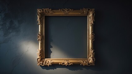 Poster - Intricate golden frame mounted on the wall with a clipping path for the interior