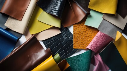 Poster - Eco-leather samples in various colors for clothing and accessories