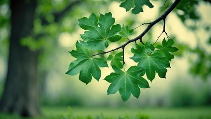 Poster - branch of an oak tree in spring