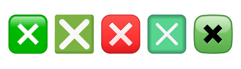 Set of green and red cross marks buttons