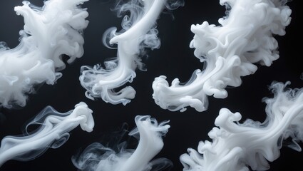 Poster - Gathering of close-up images depicting abstract white steam or smoke.