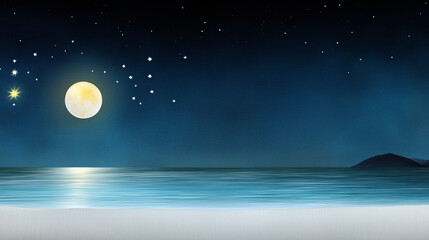 Wall Mural - a large moon is in the sky above a body of water