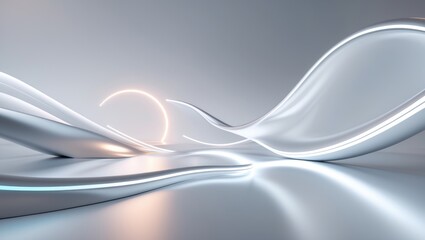 Poster - Polished metallic texture with bright neon light streams producing a modern and energetic look.