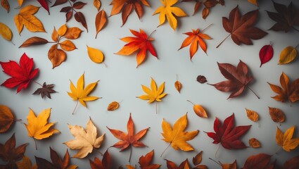 Poster - Colorful autumn foliage set against a backdrop with nearby blank space.