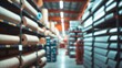 © Seyyar - Out of focus interior of hardware store featuring aisles, shelves, and racks of construction materials