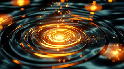 Poster - Exploring the mesmerizing dance of orange ripples in a tranquil water surface during a quiet evening Generative AI