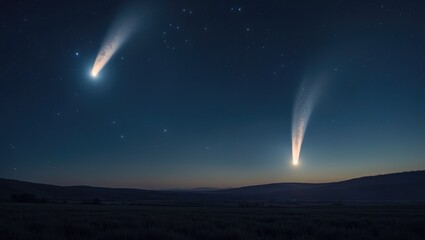 Wall Mural - Celestial bodies shine in the sky. Cosmic view. Gorgeous meteor streak on its own.