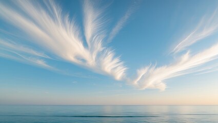 Wall Mural - horizon view of water and blue sky with clouds