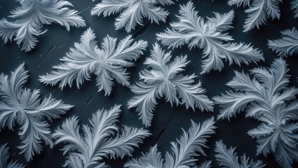 Poster - Intricate Frost Designs on Glass - Nature Photography with Detailed Textures