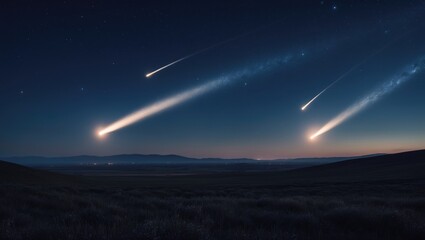 Wall Mural - Meteor showers illuminate the sky. Astronomical scenery. Stunning comet streak against a backdrop.