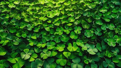 Wall Mural - a lush layer of clover fills the earth, presenting different shades of green.