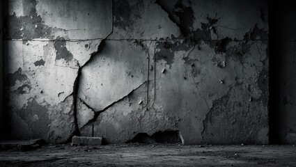 Poster - Black and white backdrop featuring concrete and plaster.