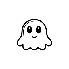 Poster - Minimalist ghost icon design featuring a simple and friendly outline for modern decor and Halloween themes