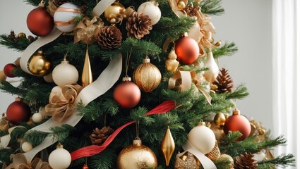 Poster - Gorgeous Christmas tree adorned with gold and brown hues