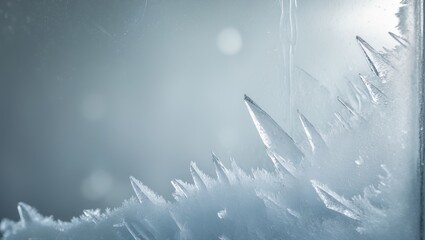 Poster - Frosty design on window glass. Macro. Winter.