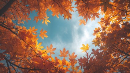 Aufkleber - Fall scenery. Background of autumn foliage.